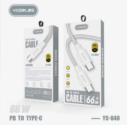 Yesplus YS848 Type C To C 66 Watt Mobile Charger Data Cable