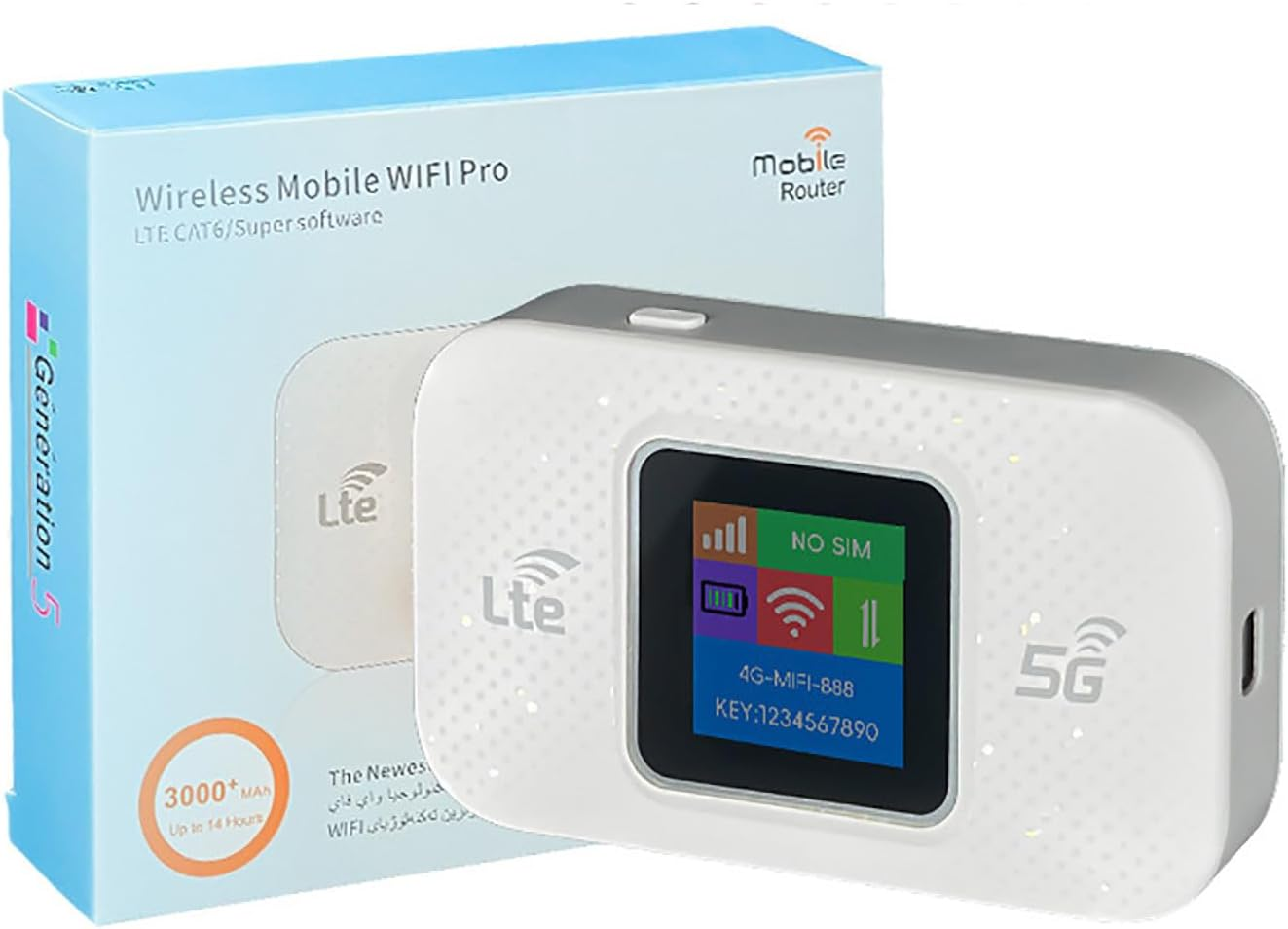 Pro Portable WiFi Router - 5G/4G Mobile WiFi Hotspot for Travel, Camping & Remote Work, High Speed Internet with SIM Slot, Supports 10 Connected Devices