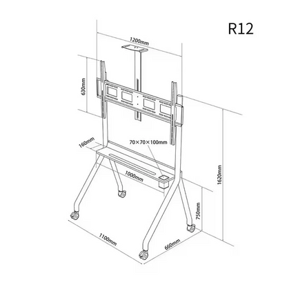 Movable Floor TV Stand with Wheels - Sturdy and Adjustable, Fits 55 to 120 Inch Screens, Premium Quality R12
