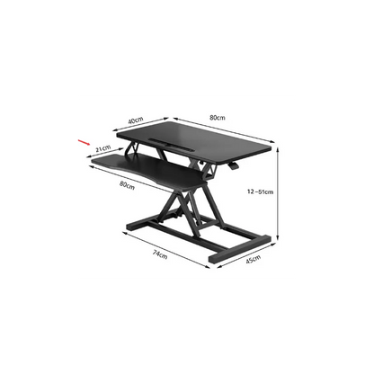 Adjustable Gas Spring Sit-Stand Desk Riser – Ergonomic Height-Adjustable Workstation with Keyboard Tray and Large Surface
