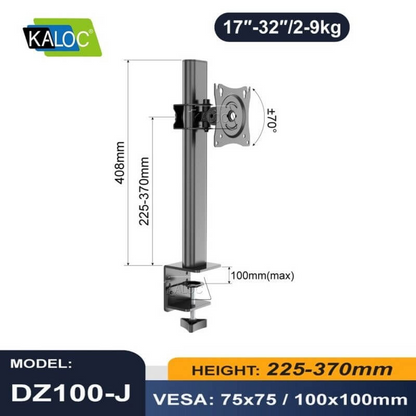 KALOC/ZENO MT611 Adjustable Single Monitor Arm for Screens 15 to 32 Inches