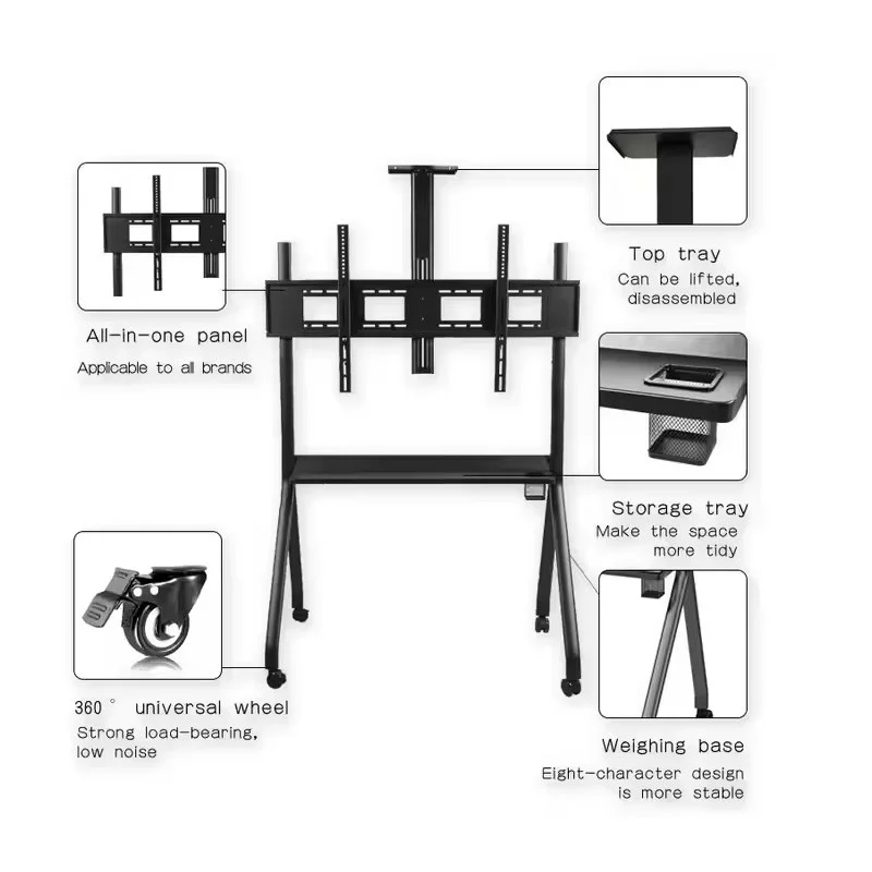 Movable Floor TV Stand with Wheels - Sturdy and Adjustable, Fits 55 to 120 Inch Screens, Premium Quality R12