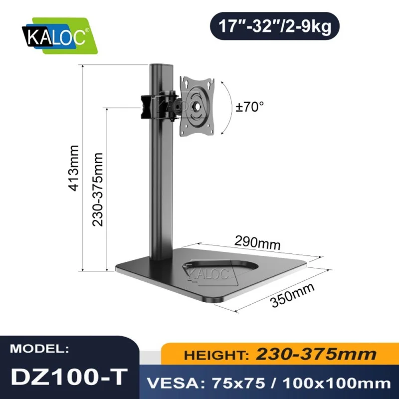 KALOC DZ100T Single Monitor Arm,Easy Adjustment, for Screens 17 to 32 Inches