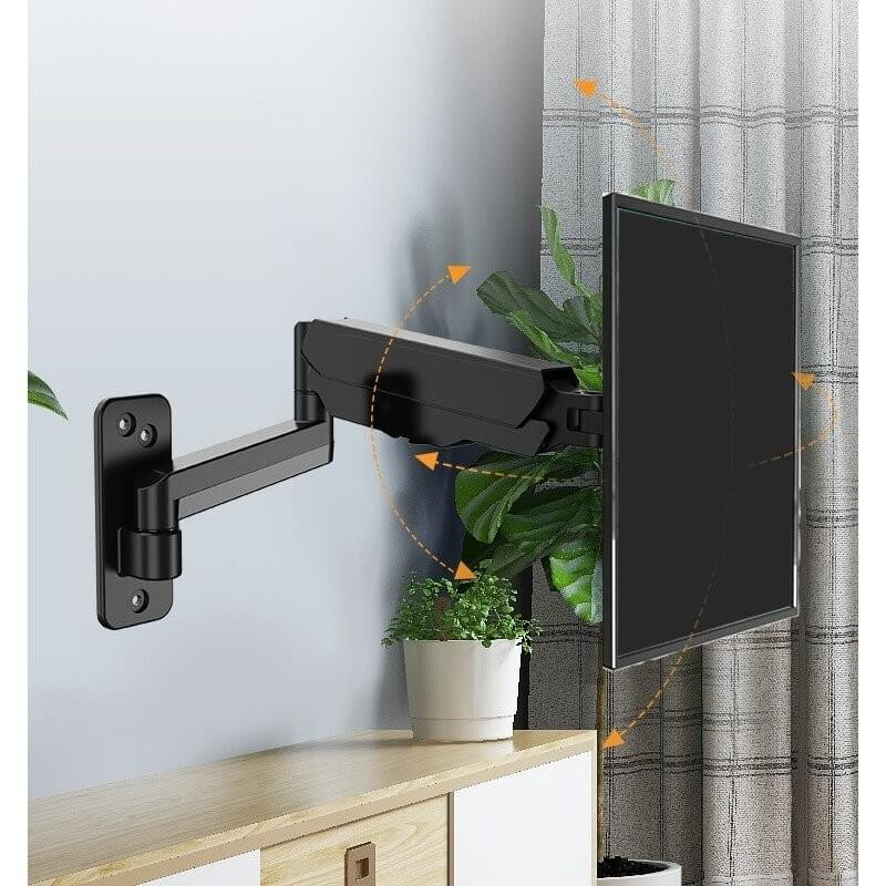KALOC M520 Wall Mount Adjustable Single Monitor Arm with Internal Gas Spring technology for Easy Adjustment, for Screens 17 to 35Inches
