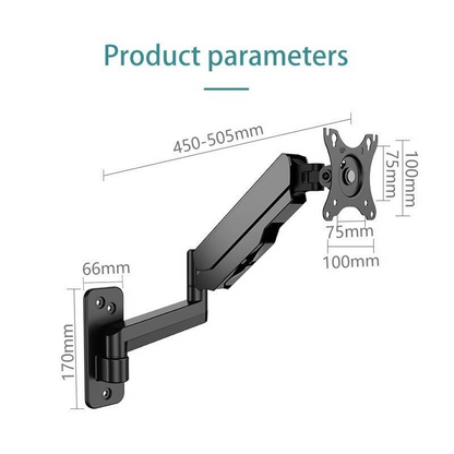 KALOC M520 Wall Mount Adjustable Single Monitor Arm with Internal Gas Spring technology for Easy Adjustment, for Screens 17 to 35Inches