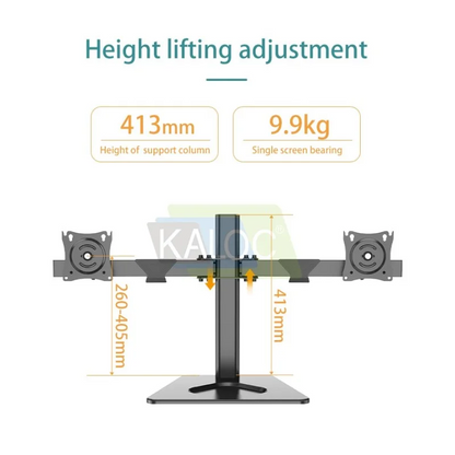 KALOC DW220J Adjustable Horizontal Dual Monitor Arm, for Screens 17 to 27 Inches