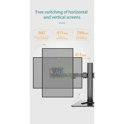 KALOC DW220J Adjustable Horizontal Dual Monitor Arm, for Screens 17 to 27 Inches