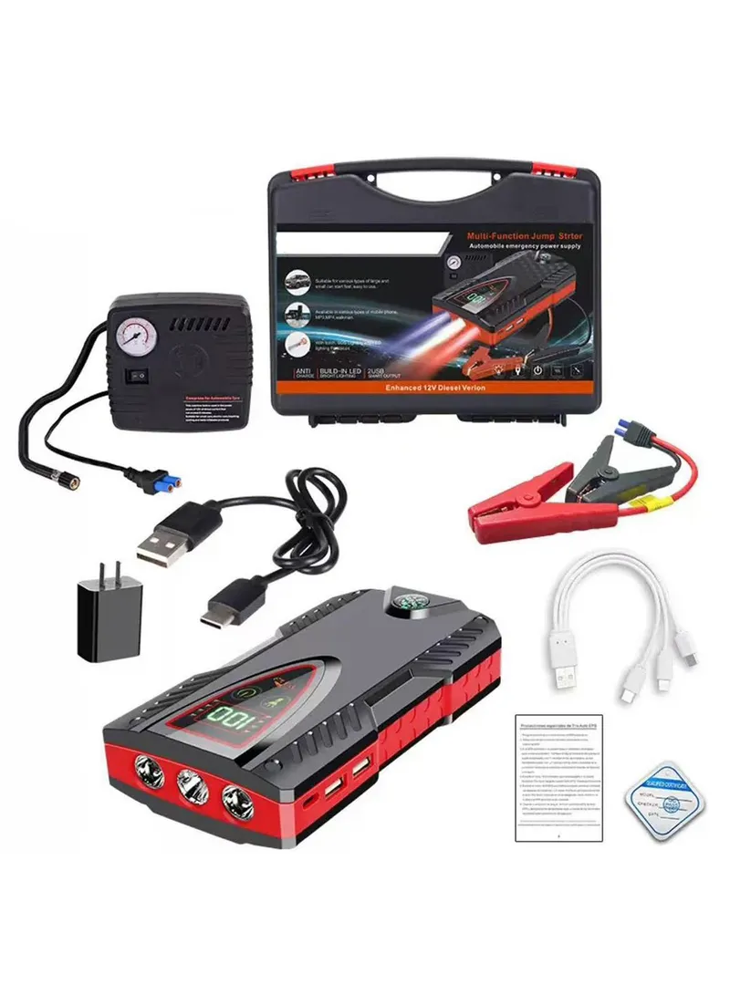 Portable Car Jump Starter with Wheel Pump