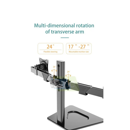 KALOC DW220J Adjustable Horizontal Dual Monitor Arm, for Screens 17 to 27 Inches