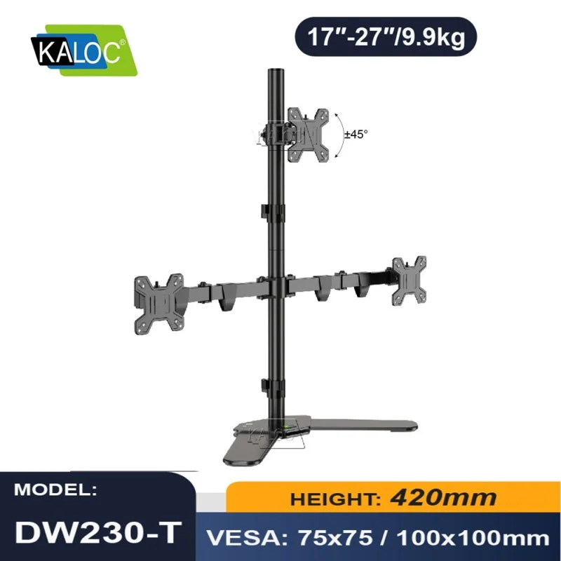 KALOC DW230T Adjustable Triple Monitor Arm, for Screens 17 to 27 Inches