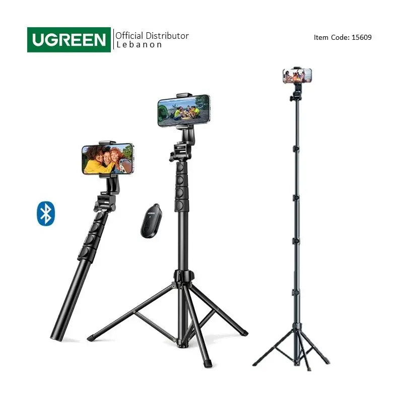 UGREEN 2-in-1 Selfie Stick & Tripod with Bluetooth Remote, Adjustable Height form 58.4cm to 178cm