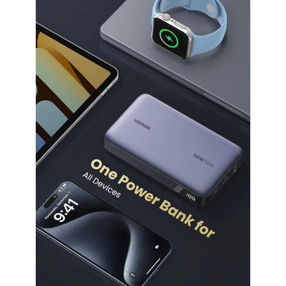 UGREEN Power Bank 100W, 3 Ports, 20000 mAh, for Laptops, MacBooks, Smartphones, Tablets, ipads