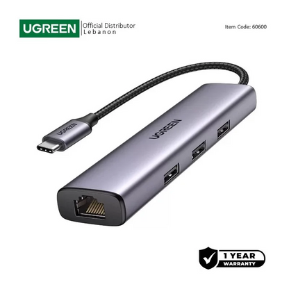UGREEN 4 in 1 USB-C Hub to Gigabit Ethernet with 3 * USB 3.0 - CM475 60600