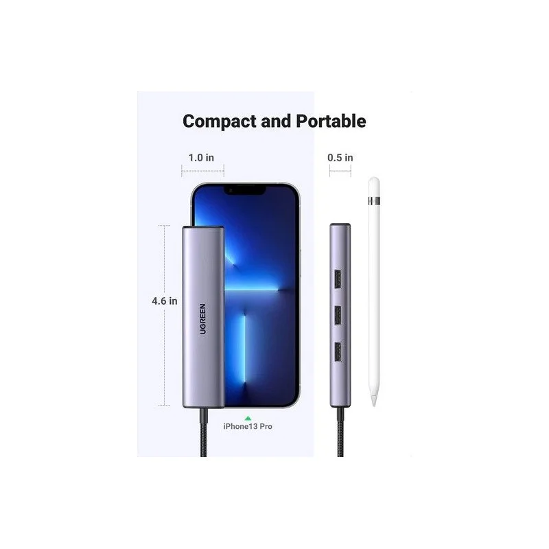 UGREEN 4 in 1 USB-C Hub to Gigabit Ethernet with 3 * USB 3.0 - CM475 60600