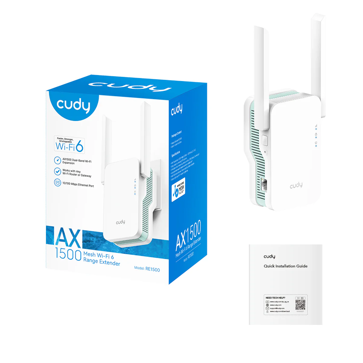 Cudy Wi-Fi 6 Range Extender - Dual-Band AX1500 Wireless Coverage
