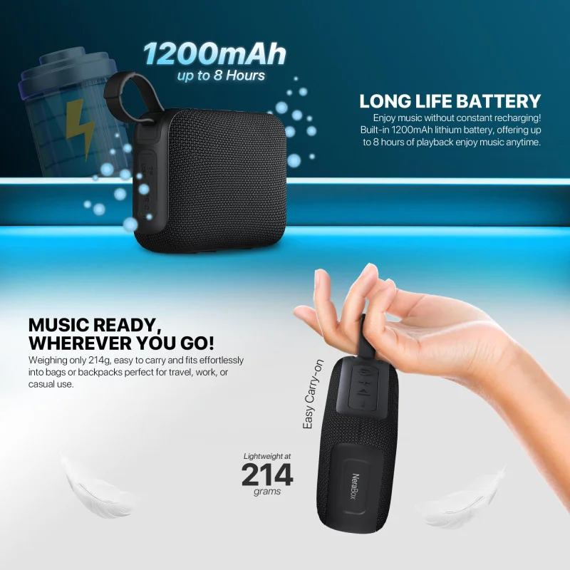 FANTECH NERABOX BS153 Wireless Speaker Bluetooth 5.4, 5W RMS, TWS Mode, USB & TF Card Support, Built-in Battery