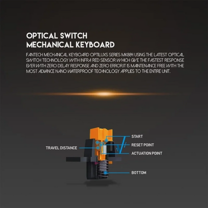 Fantech MK884 Optilux, Optical Mechanical Switch Keyboard, Ultra-durable, spill-proof, RGB Lighting