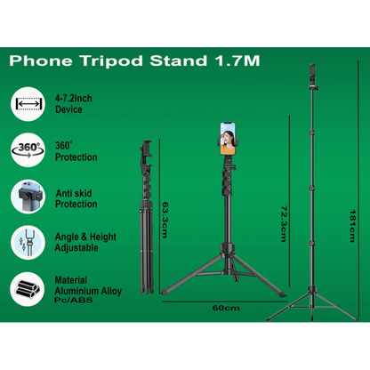UGREEN Professional Camera Tripod Adjustable Height from 53.5 to 175cm with Mobile Phone Holder and Travel Bag