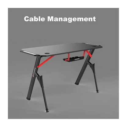 Dhybrid GD514 Premium Quality & stable design Gaming Desk with RGB LED Lighting, Carbon Fiber Texture, Cup and Headset Holder