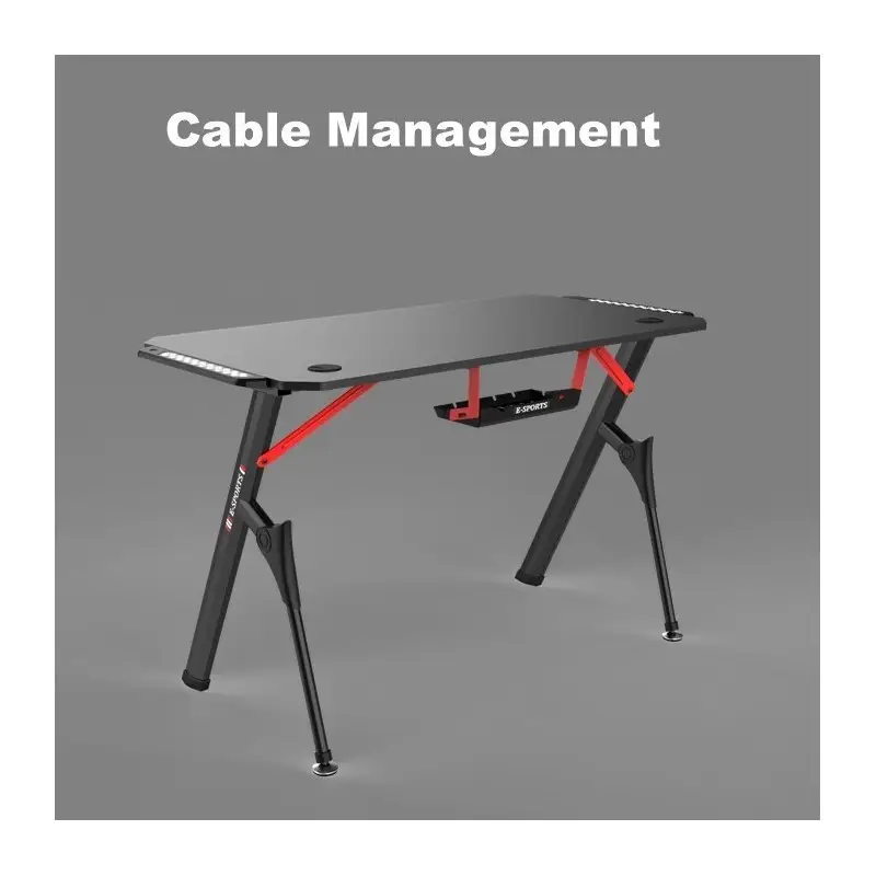 Dhybrid GD514 Premium Quality & stable design Gaming Desk with RGB LED Lighting, Carbon Fiber Texture, Cup and Headset Holder