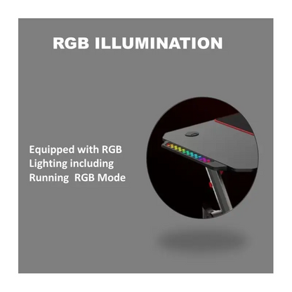 Dhybrid GD514 Premium Quality & stable design Gaming Desk with RGB LED Lighting, Carbon Fiber Texture, Cup and Headset Holder
