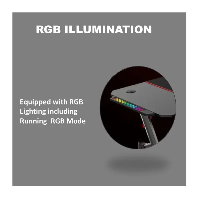Dhybrid GD514 Premium Quality & stable design Gaming Desk with RGB LED Lighting, Carbon Fiber Texture, Cup and Headset Holder