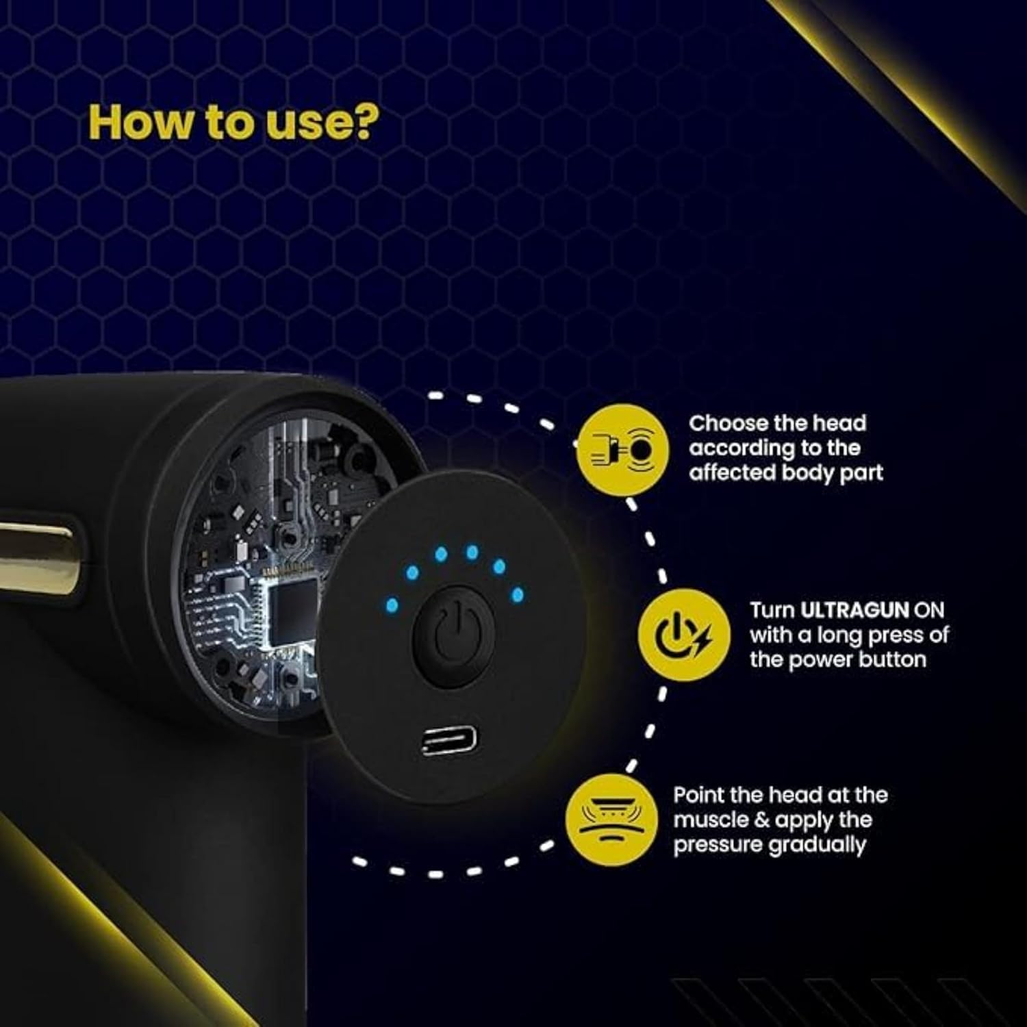 Massage Gun with 4 Attachments, Handheld Deep Tissue Massager, Cordless