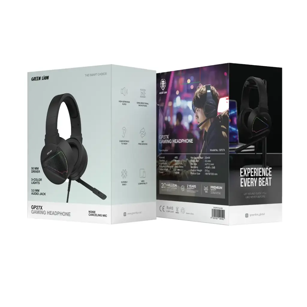 Green Lion GP27X Gaming Headphone - Black