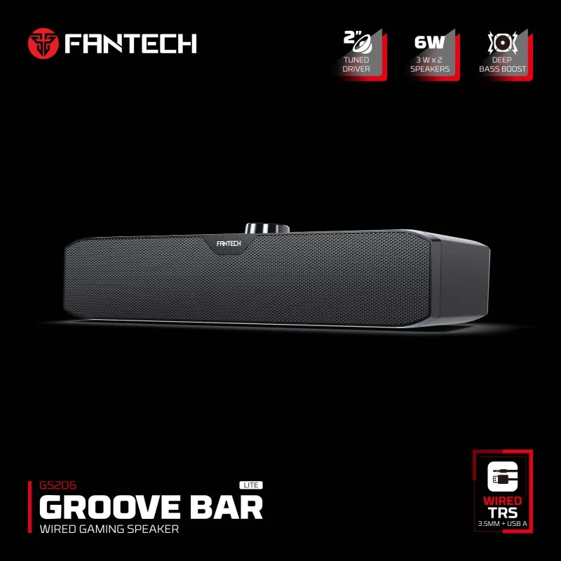 Fantech GS206 GROOVE BAR Wired Gaming Speaker, 6W 2" tuned Drive