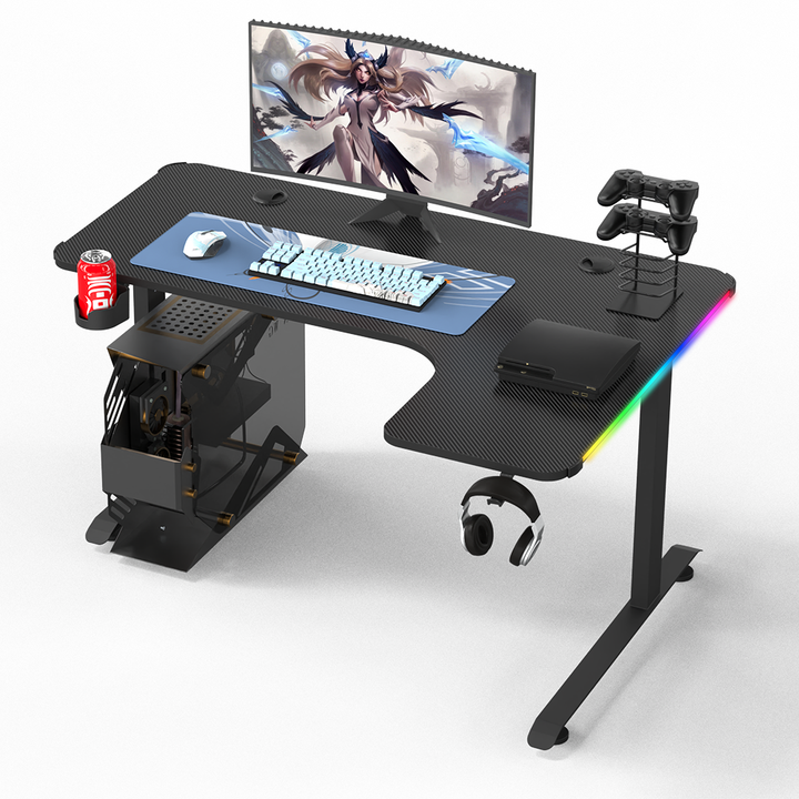 Gaming Desk 160CM, L-Shaped, RGB, Carbon Fiber - FIXED HEIGHT