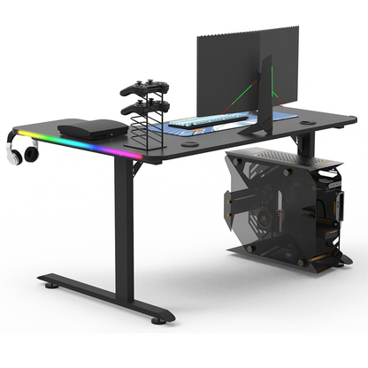 Gaming Desk 160CM, L-Shaped, RGB, Carbon Fiber - FIXED HEIGHT