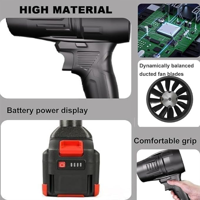 Handheld Electric Portable Air Blower,Turbo Jet Blower Cordless 48V | High Power Blow Brushless Motor for Extra runtime,for Car,Home Cleaning Corner, Road Cleaning
