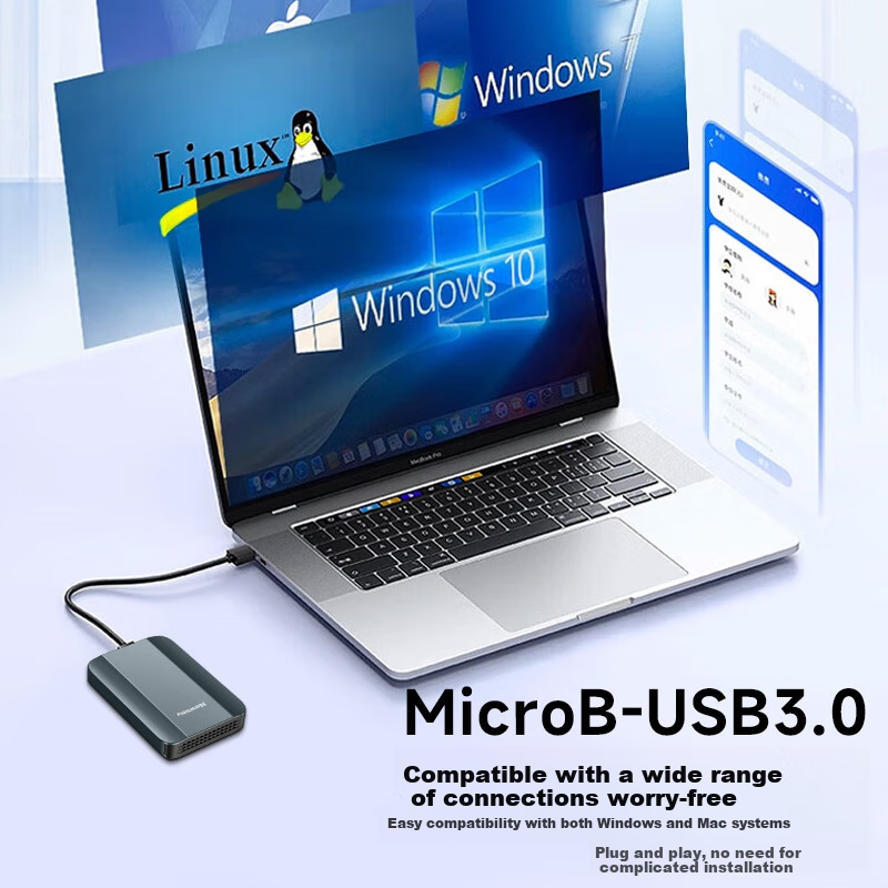 Newsmy 2TB Portable Hard Drive Mechanical Starry Metal Series USB3.0 2.5-inch Elegant Green High Speed Stable Office Data Backup Photo Backup + Hard Drive Case