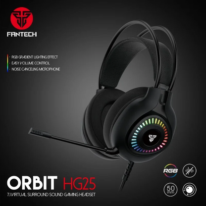Fantech HG25 ORBIT, USB 7.1 Virtual surround sound Gaming Headset With RGB lighting