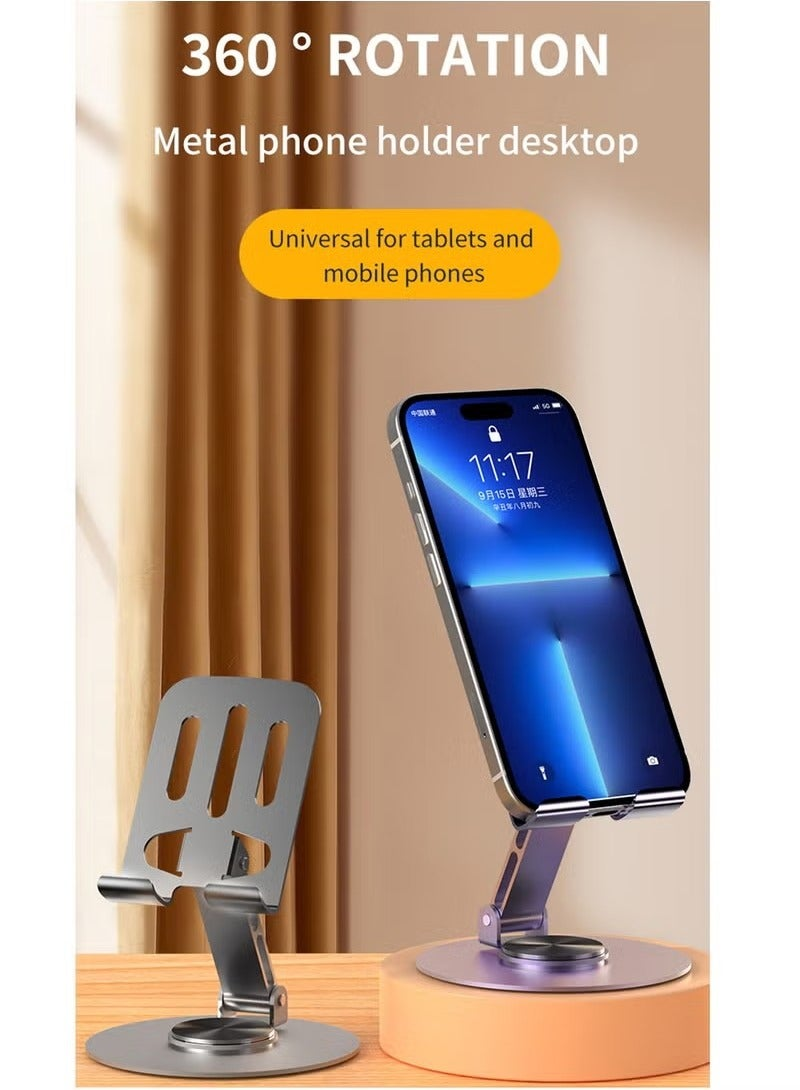 360 Degrees Rotate Metal Desk Mobile Phone Holder Stand For Phone Pad Adjustable Desktop Tablet Holderl Table Cell Phone Stand