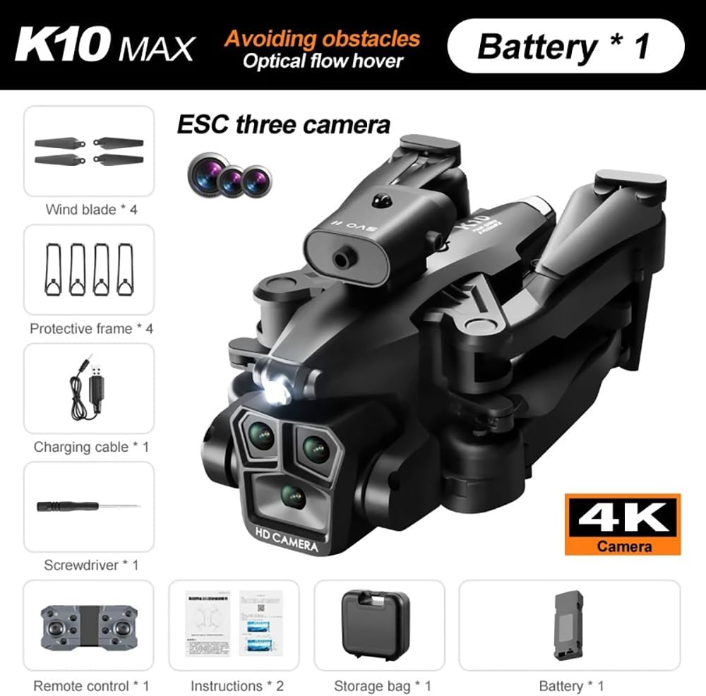 K10 Max Drone 4K High-Definition Three Camera Optical Flow Positioning Professional Aerial Photography Foldable Quadcopter