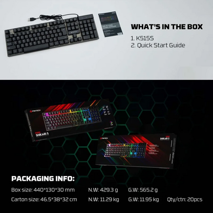 Fantech K515S SHIKARI S, RGB Lighting, Wired Gaming Keyboard