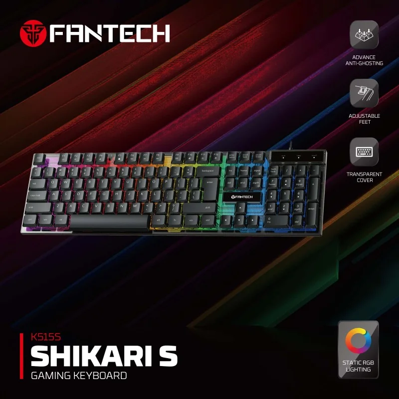 Fantech K515S SHIKARI S, RGB Lighting, Wired Gaming Keyboard