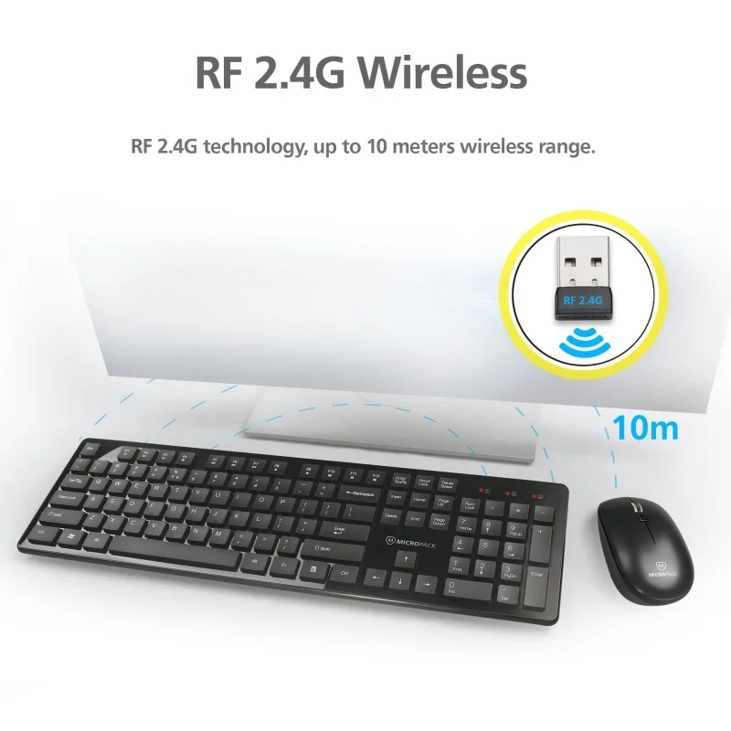 Micropack KM-236W Elegant Wireless Combo Keyboard & Mouse, Ultra Slim, Durable Structure & Stable Performance