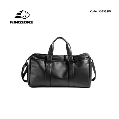 Kingsons KS3332W 29L Travel & Gym Duffle Bag – Waterproof PU Leather, Shoe Compartment & Wet Storage