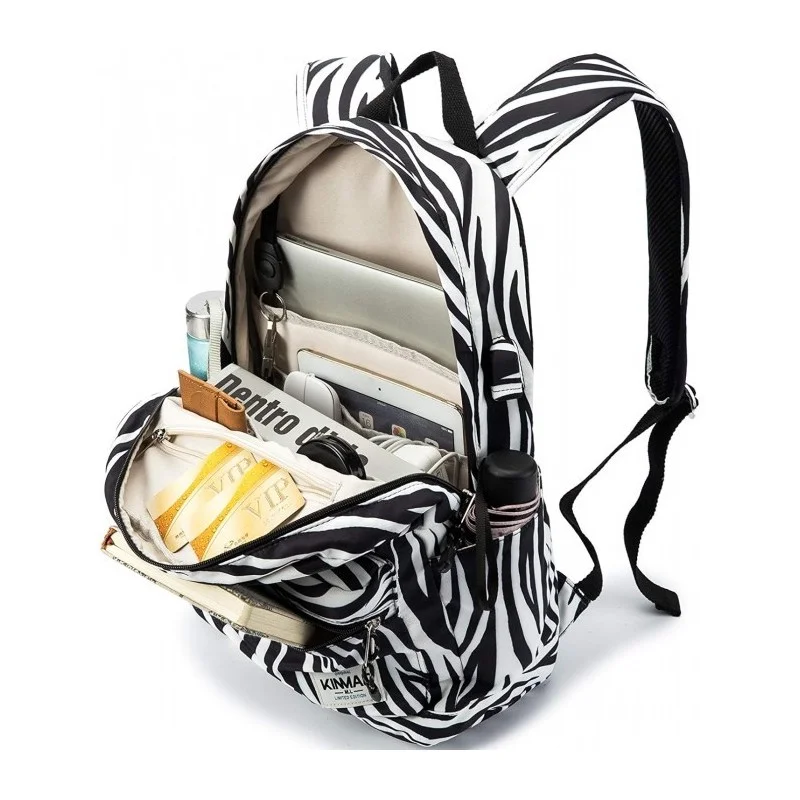 Kinmac Backpack KMB440 Zebra, Fashion Design, High Quality, Soft Interior Lining & Water-resistant