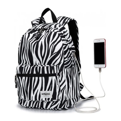 Kinmac Backpack KMB440 Zebra, Fashion Design, High Quality, Soft Interior Lining & Water-resistant