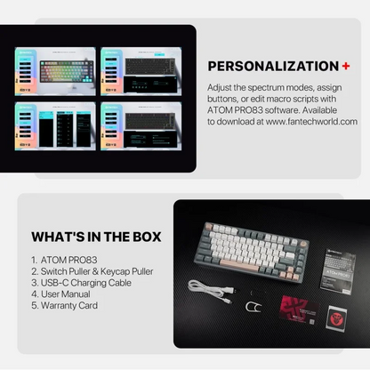 Fantech STELLAR Edition MK913 - ATOM PRO83, 3 Modes: Bluetooth, Wireless & Wired, Built-in Battery, Mechanical Gaming Keyboard
