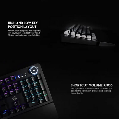 Fantech MK853 MAXPOWER, Pro Wired Mechanical Keyboard with RGB Lighting & Comfortable with wrist rest