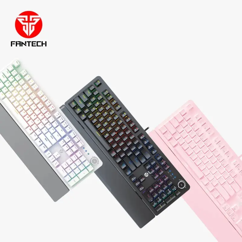 Fantech MK853 MAXPOWER, Pro Wired Mechanical Keyboard with RGB Lighting & Comfortable with wrist rest