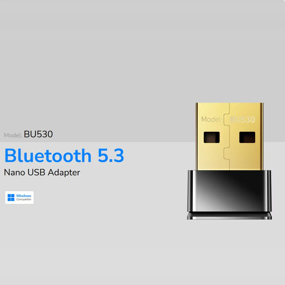 CUDY Bluetooth 5.3 Nano USB Adapter BU530 1.0 With Ultra-Compact Design, High-Speed Connectivity, Long-Range Performance, Low Latency, USB 2.0+ Compatible, Multi-OS Support