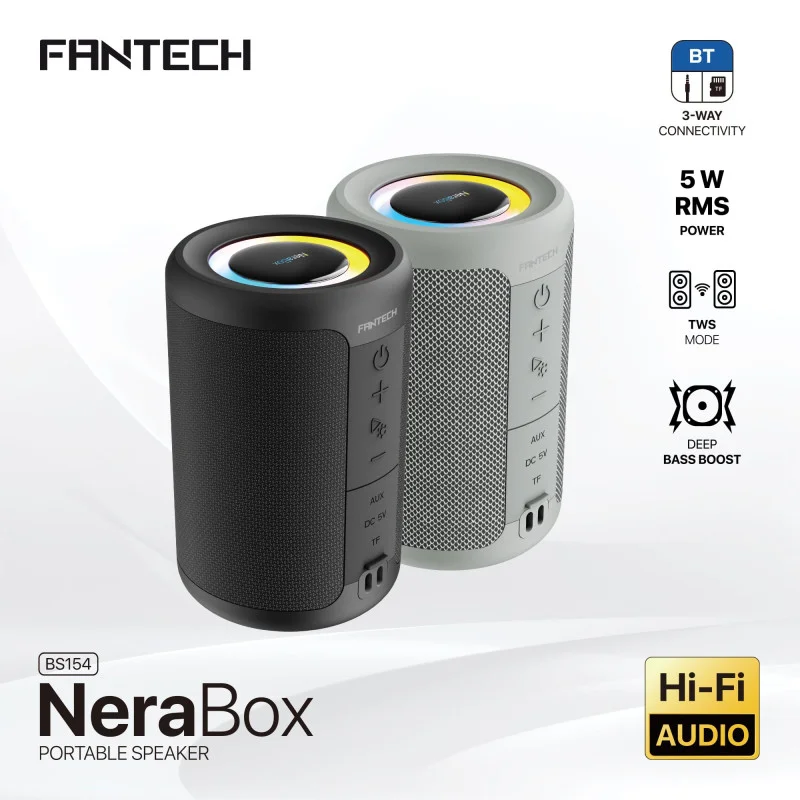 FANTECH NERABOX BS154 Wireless Speaker Bluetooth 5.4, 5W RMS, TWS Mode, AUX & TF Support, Built-in Battery