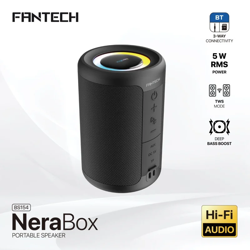 FANTECH NERABOX BS154 Wireless Speaker Bluetooth 5.4, 5W RMS, TWS Mode, AUX & TF Support, Built-in Battery
