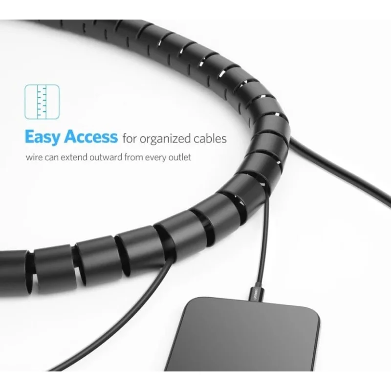 UGREEN Spiral Cable Zipper Organizer Tube, Available in 1.5M, 3M, 5M