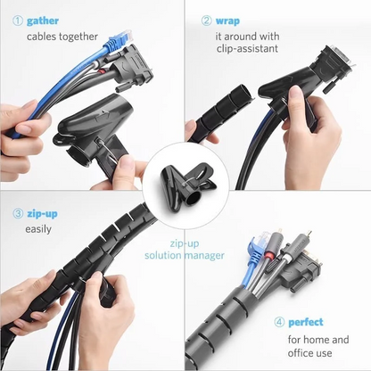 UGREEN Spiral Cable Zipper Organizer Tube, Available in 1.5M, 3M, 5M